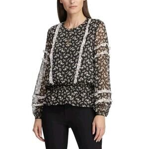 Lauren Ralph Lauren Black and White Floral Blouse